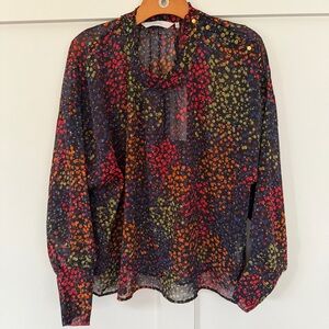 Anthropologie Numph Women's Blouse Sheer‎ Colorful Flowy Feminine 40 Medium NWT